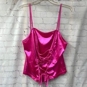 Satin hot pink corset spaghetti strap Barbiecore new 3xl top